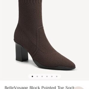 BelleVoyage Chocolate Block Heel Sock Boots